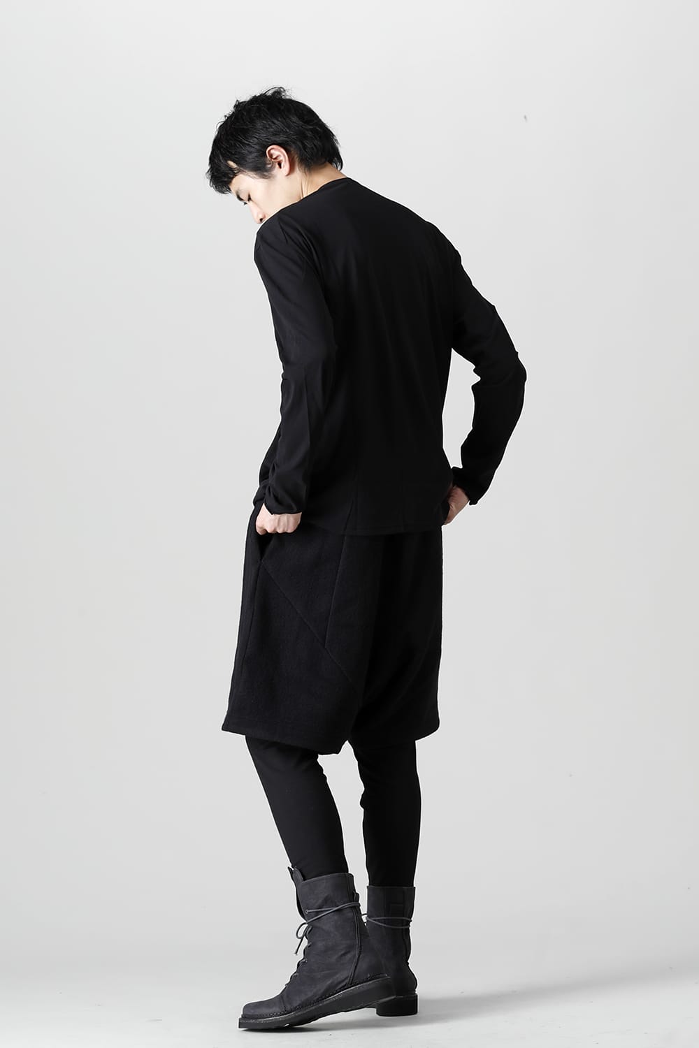 ロング スリーブ ルーズ フィット ツイスト ヤーン ジャージー ブラック