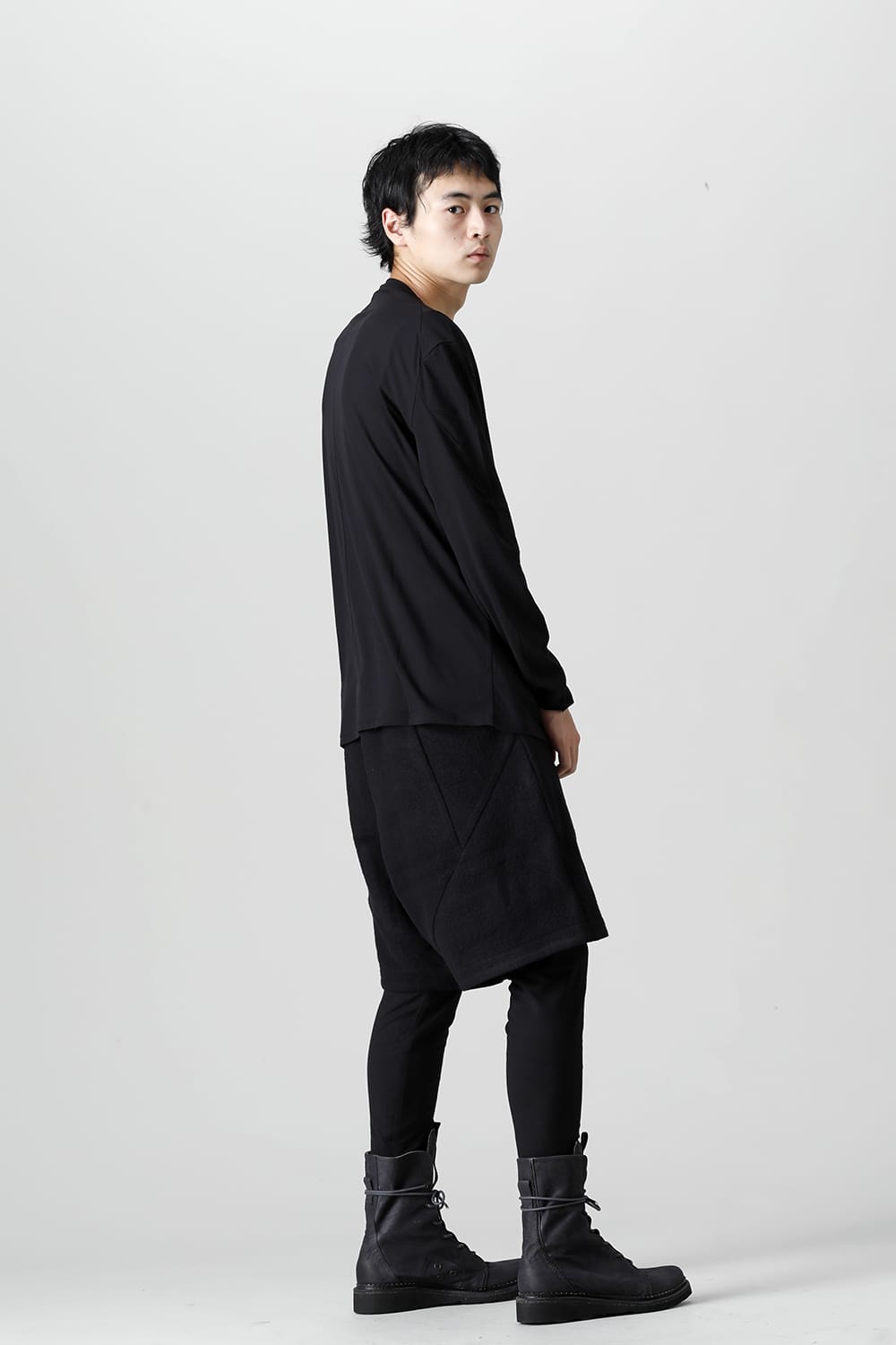 ロング スリーブ ルーズ フィット ツイスト ヤーン ジャージー ブラック