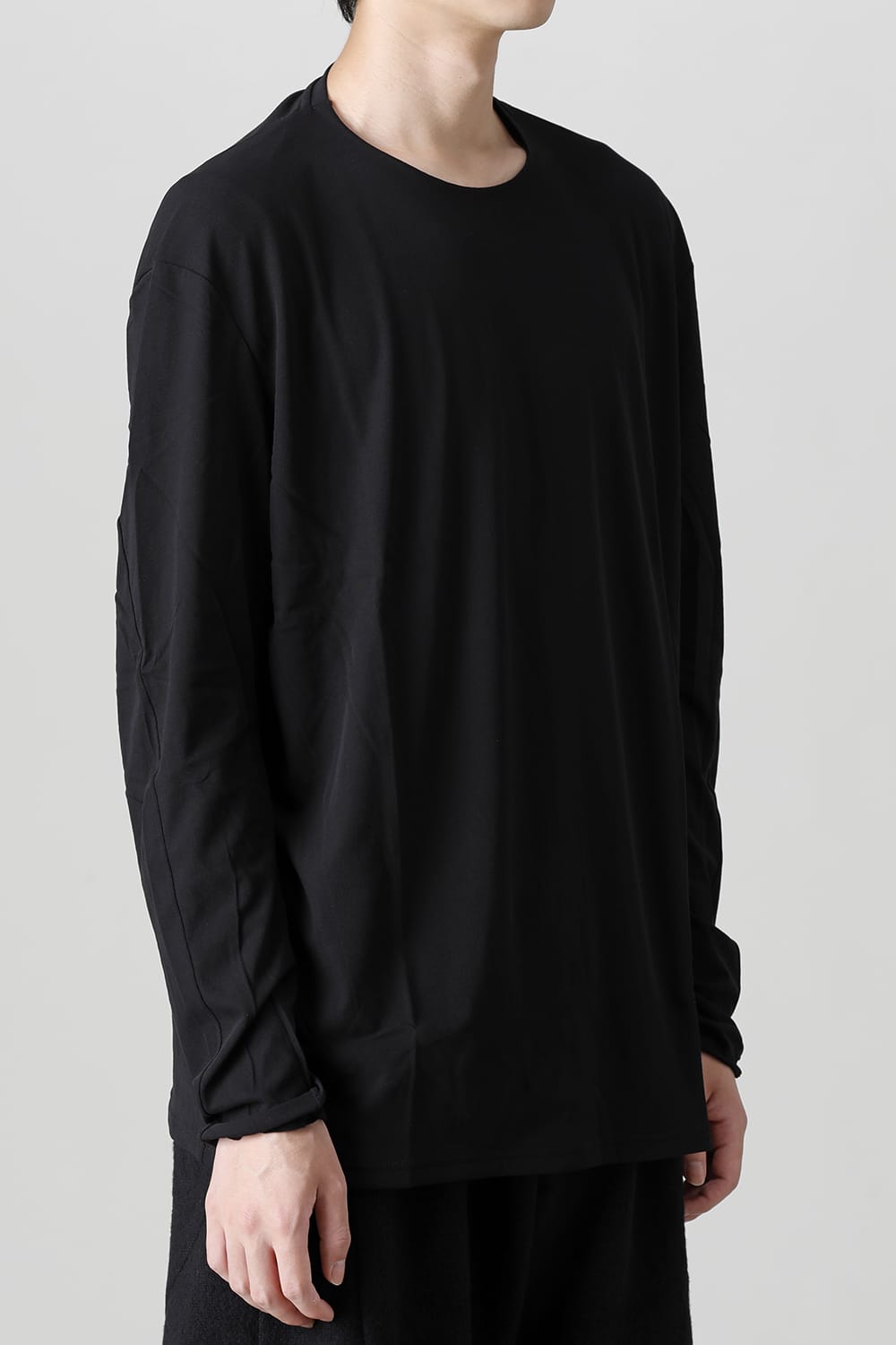 ロング スリーブ ルーズ フィット ツイスト ヤーン ジャージー ブラック