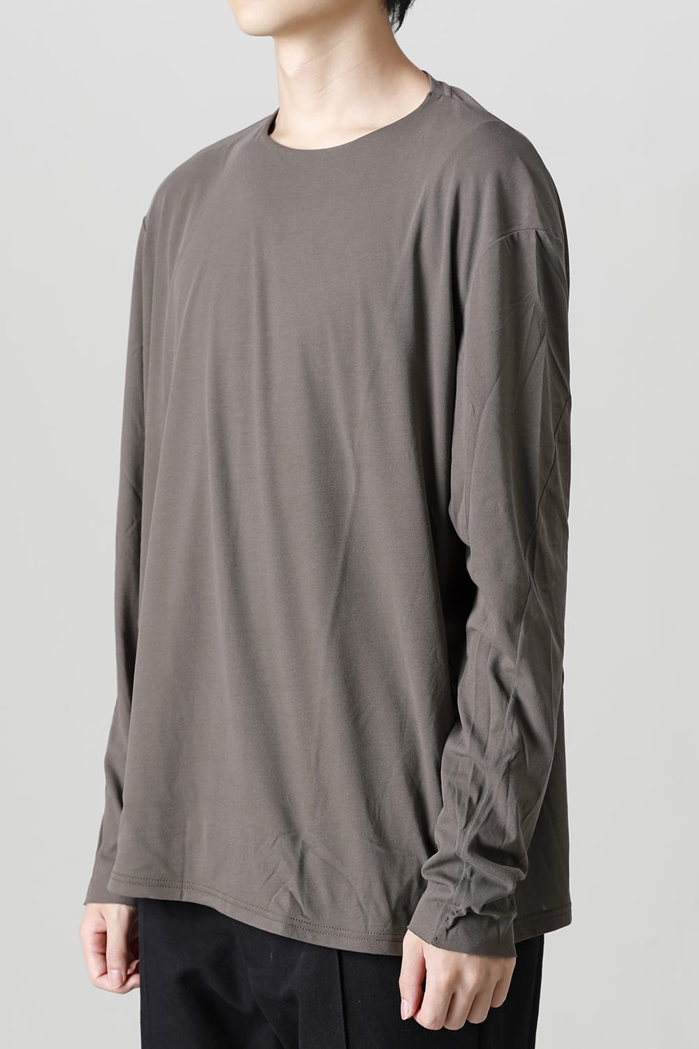 ロング スリーブ ルーズ フィット ツイスト ヤーン ジャージー グレー