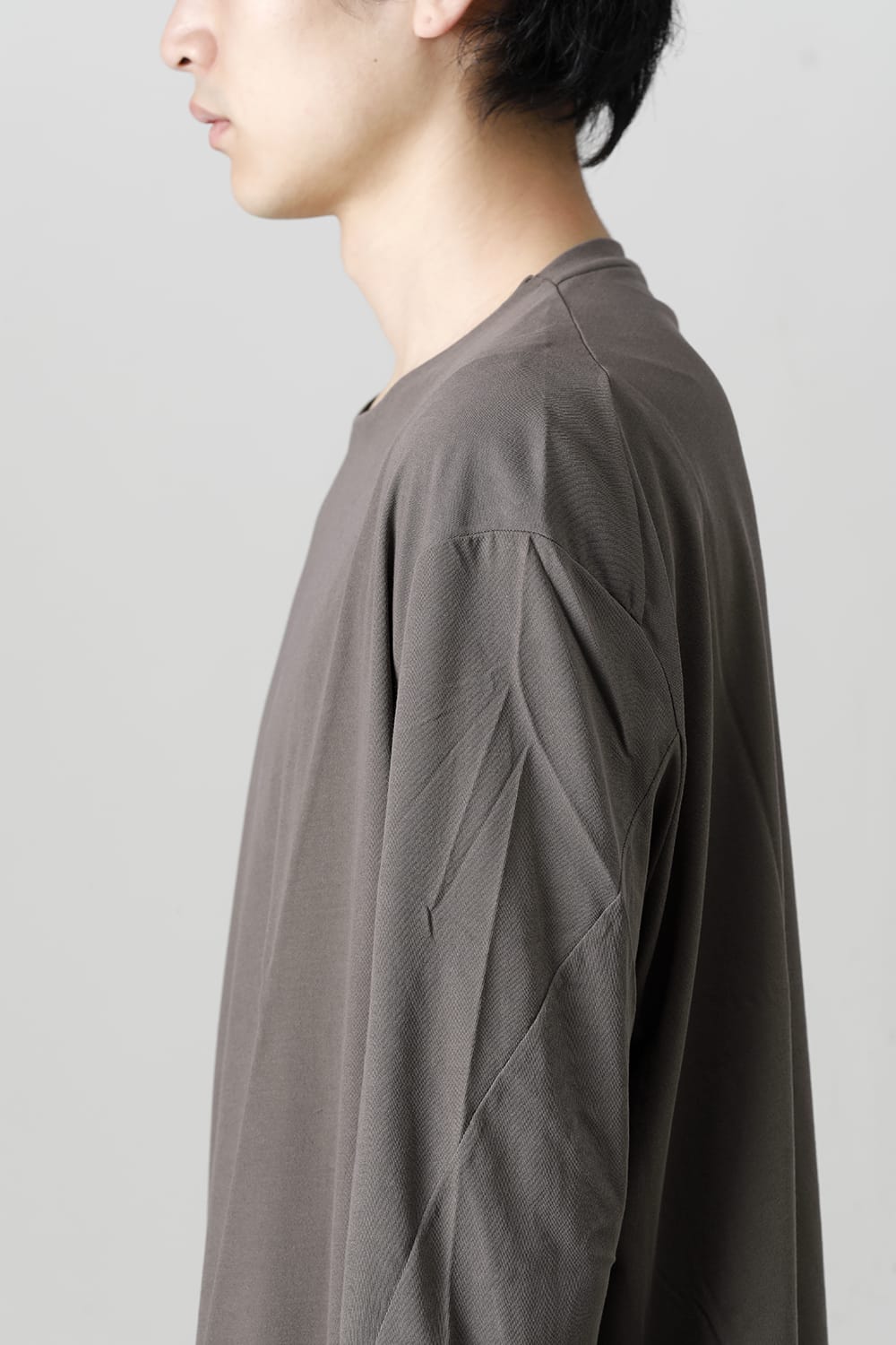 ロング スリーブ ルーズ フィット ツイスト ヤーン ジャージー グレー