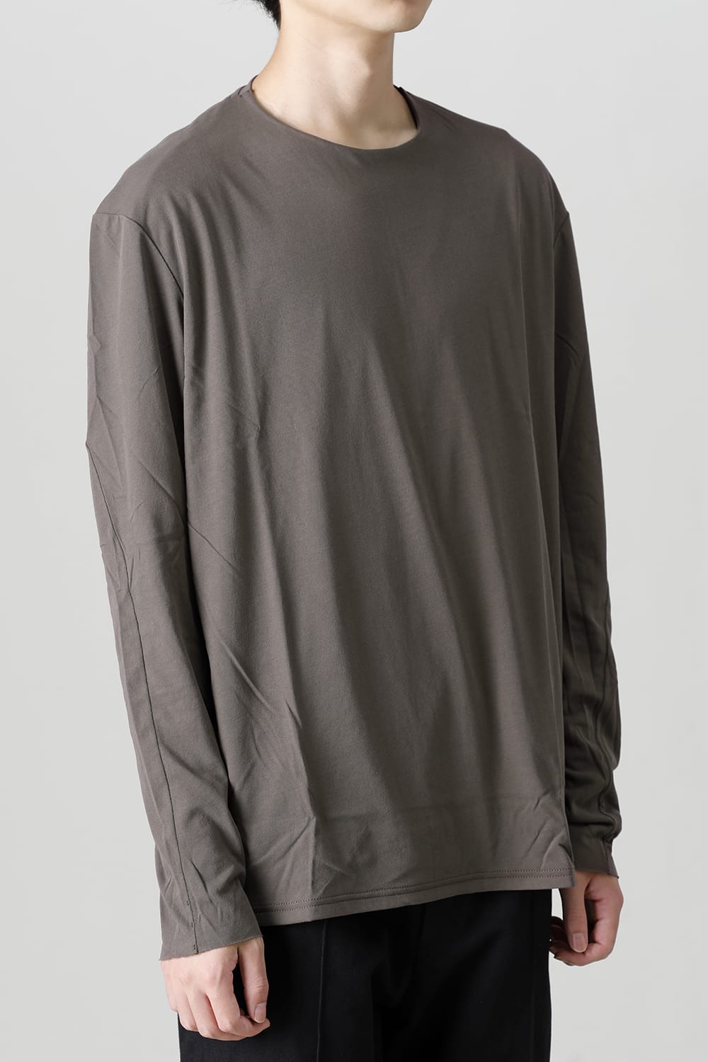 ロング スリーブ ルーズ フィット ツイスト ヤーン ジャージー グレー