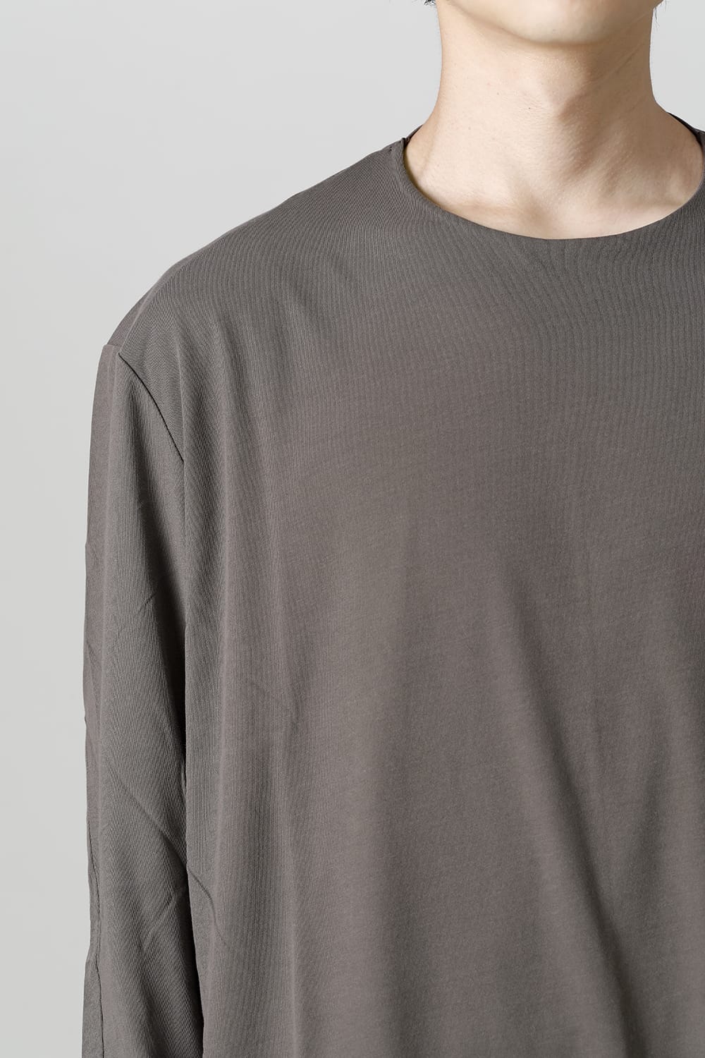 ロング スリーブ ルーズ フィット ツイスト ヤーン ジャージー グレー