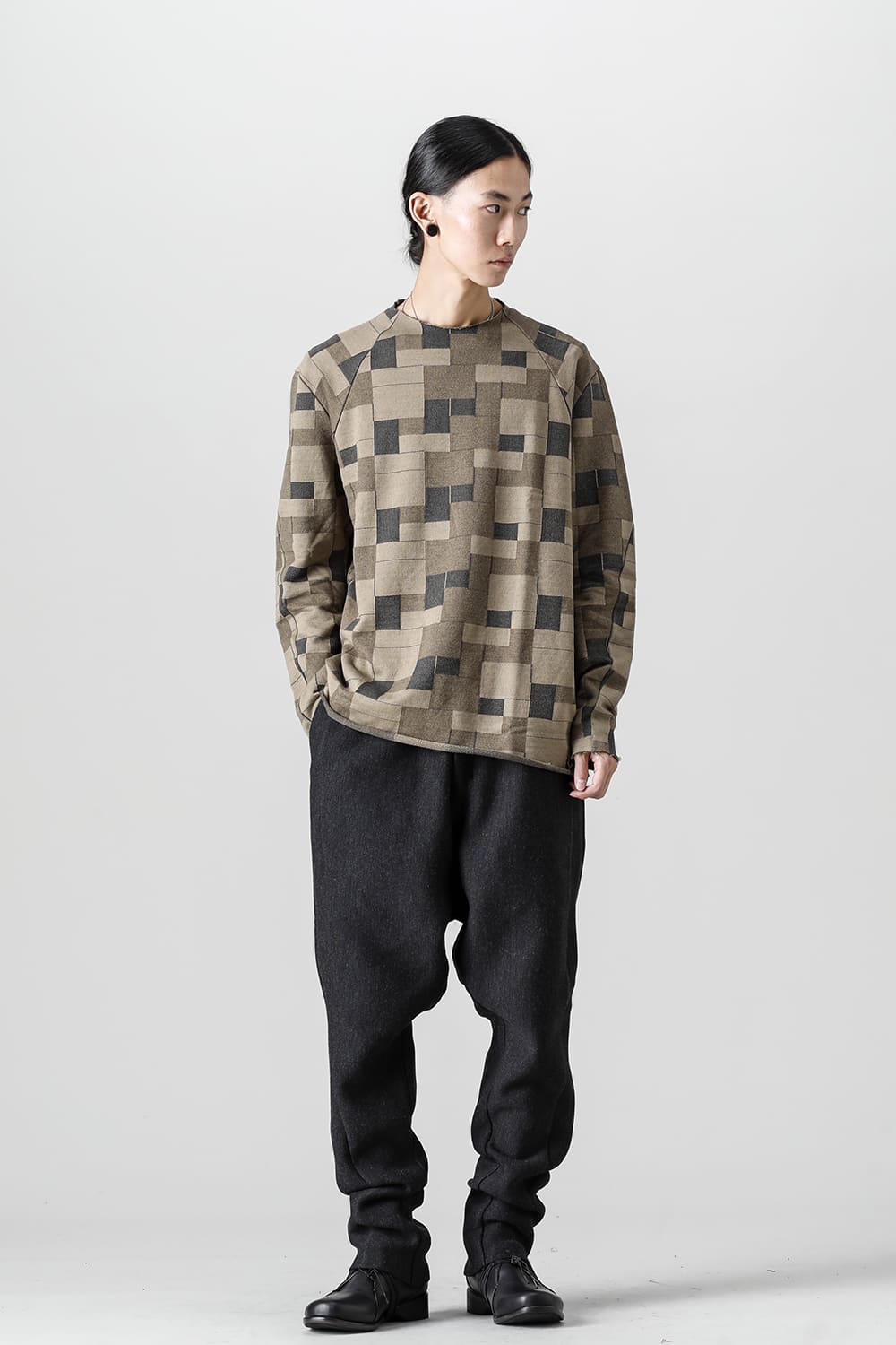 Long sleeve Jacquard sweatshirt Loose fit Mixed  Black