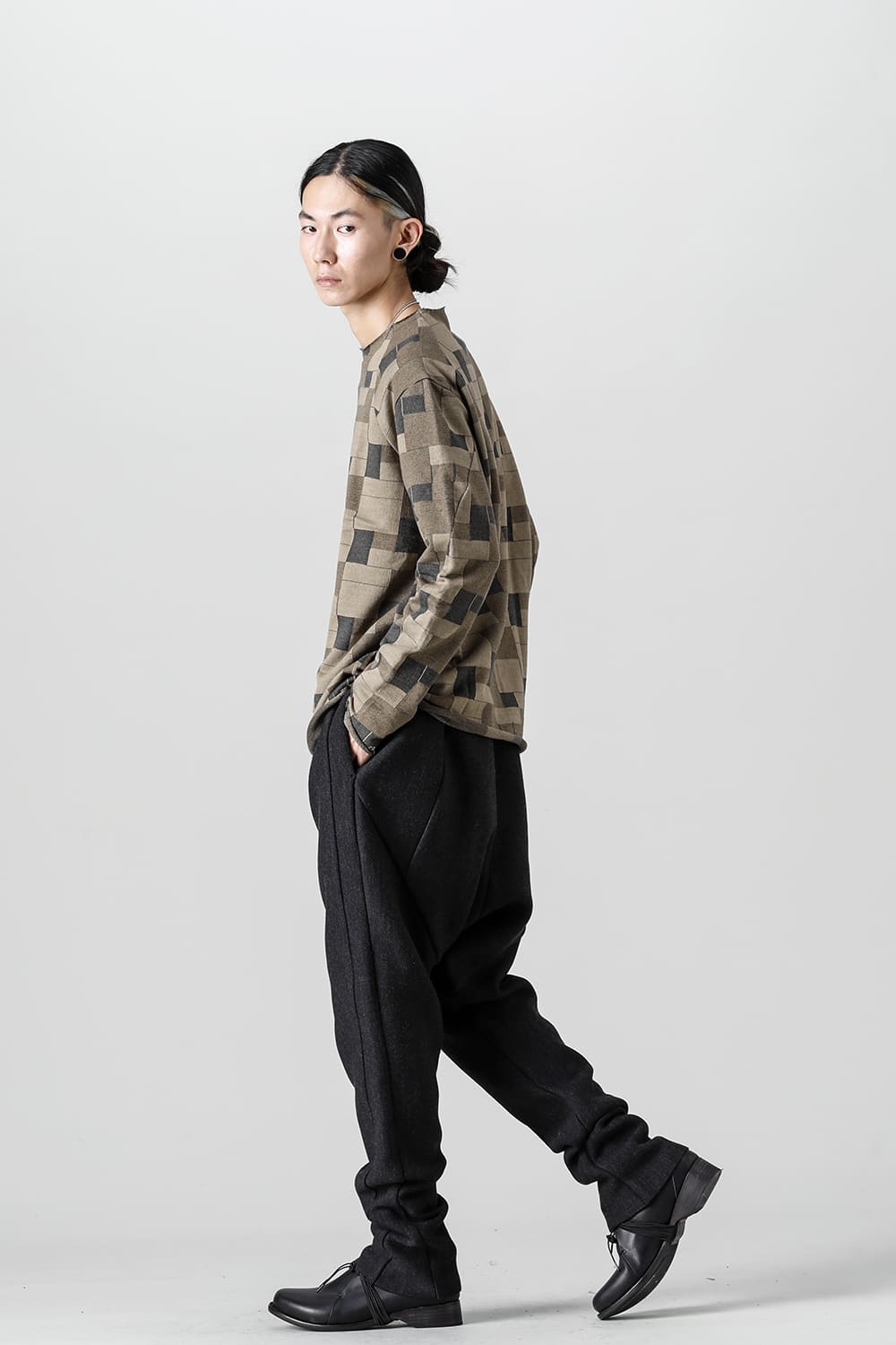 Long sleeve Jacquard sweatshirt Loose fit Mixed  Black