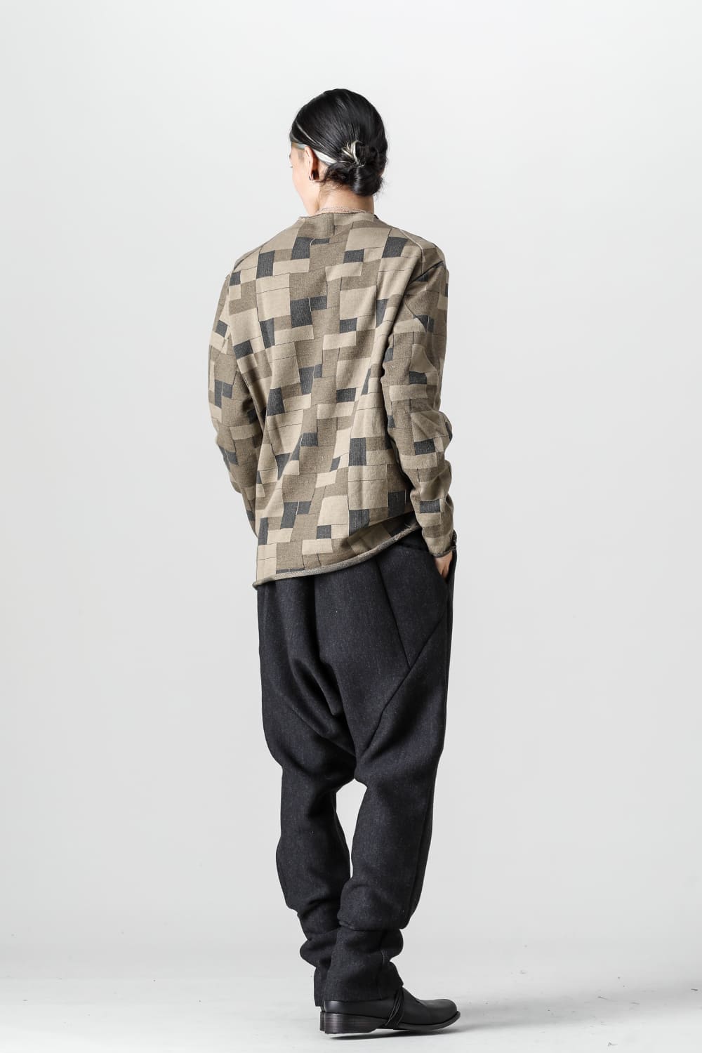 Long sleeve Jacquard sweatshirt Loose fit Mixed  Black