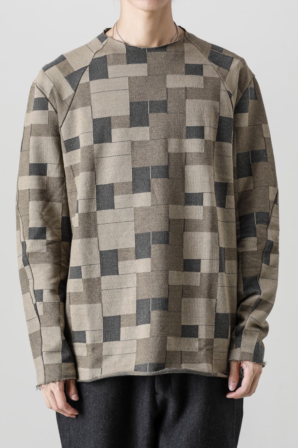 Long sleeve Jacquard sweatshirt Loose fit Mixed  Black