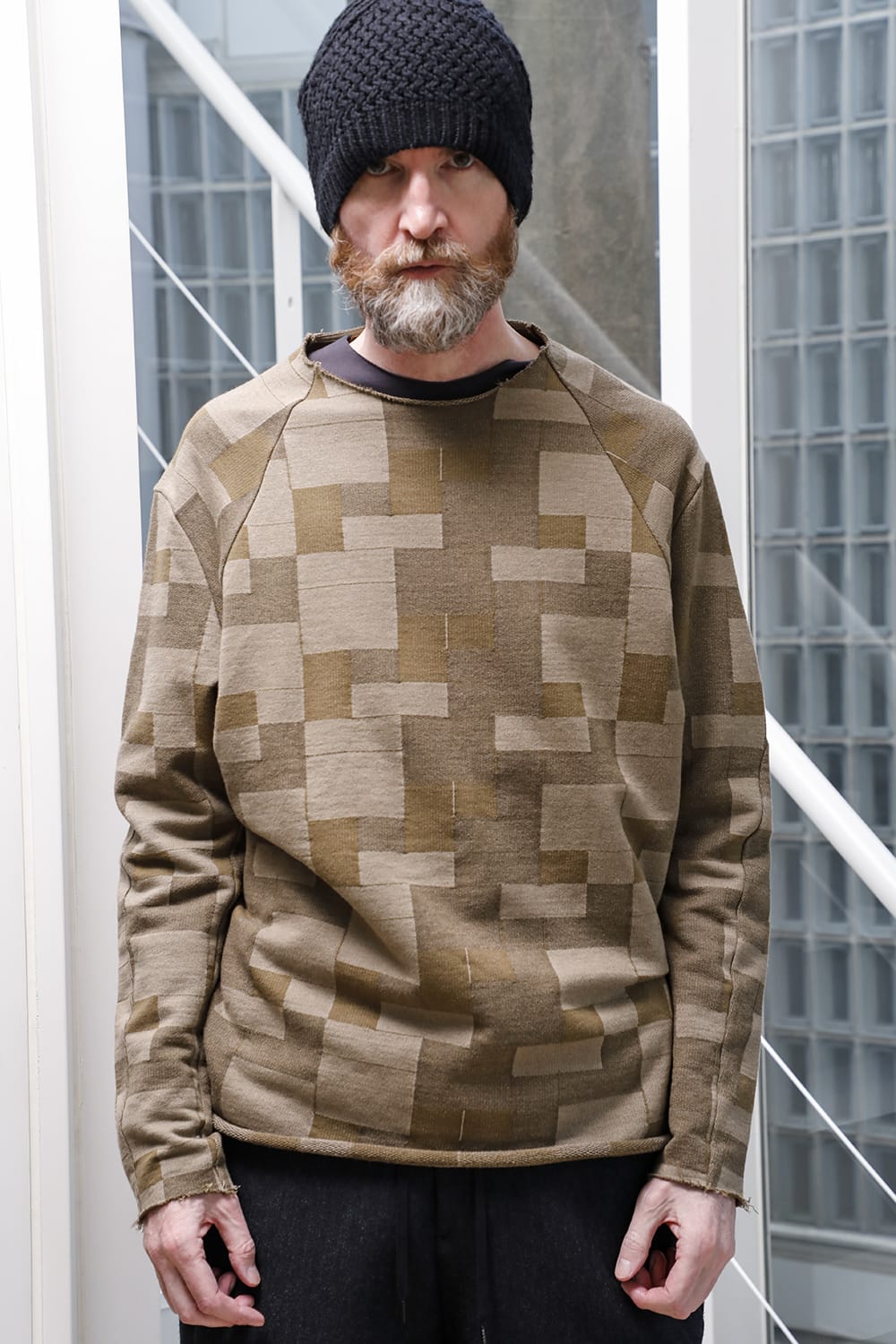 Long sleeve Jacquard sweatshirt Loose fit Mixed  Black