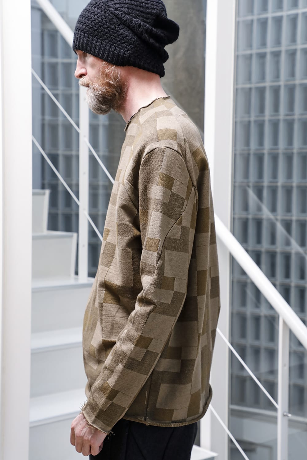 Long sleeve Jacquard sweatshirt Loose fit Mixed  Black