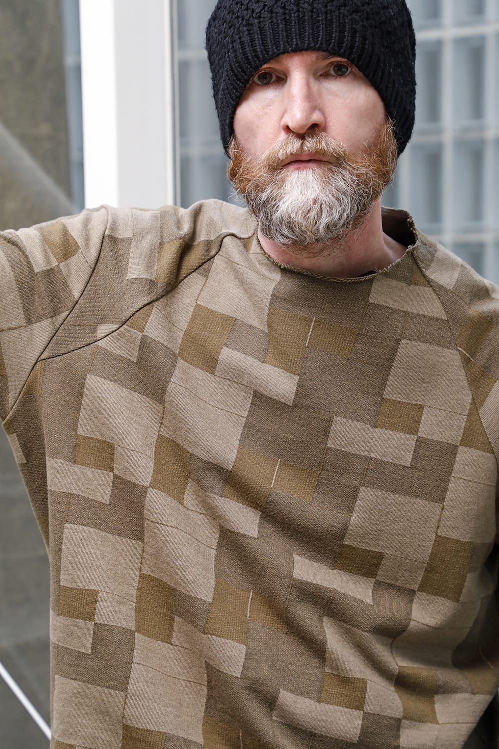 Long sleeve Jacquard sweatshirt Loose fit Mixed  Black