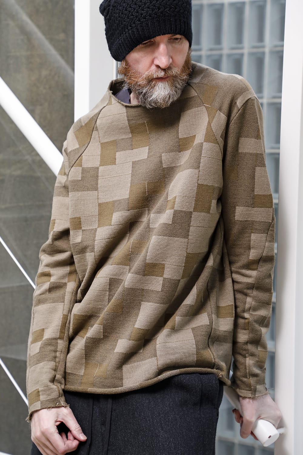 Long sleeve Jacquard sweatshirt Loose fit Mixed  Black