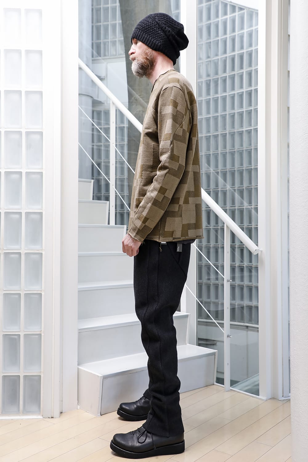 Long sleeve Jacquard sweatshirt Loose fit Mixed  Black