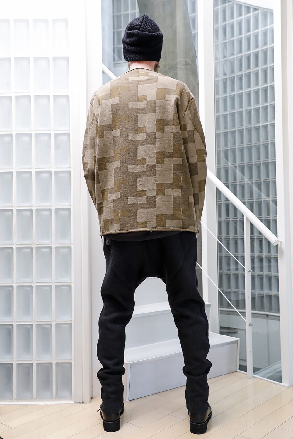 Long sleeve Jacquard sweatshirt Loose fit Mixed  Black