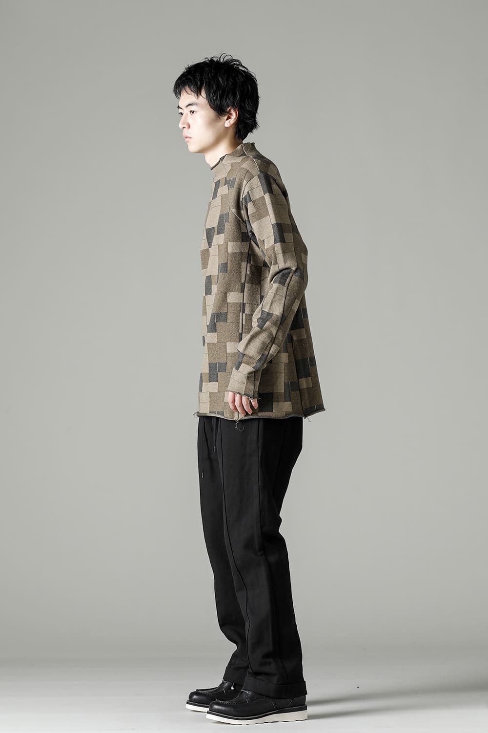 Long sleeve Jacquard sweatshirt Regular fit Mixed Black