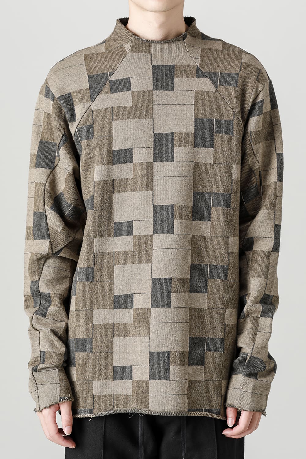 Long sleeve Jacquard sweatshirt Regular fit Mixed Black