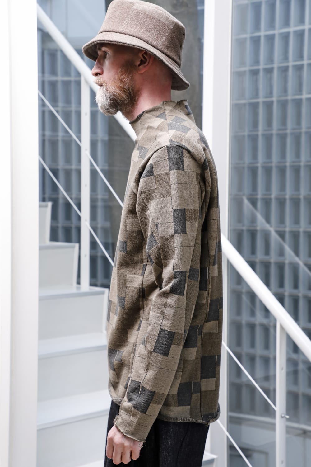 Long sleeve Jacquard sweatshirt Regular fit Mixed Black