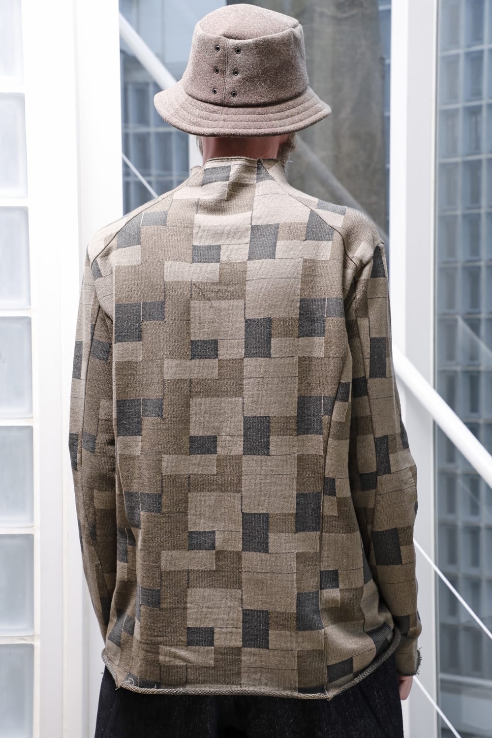 Long sleeve Jacquard sweatshirt Regular fit Mixed Black