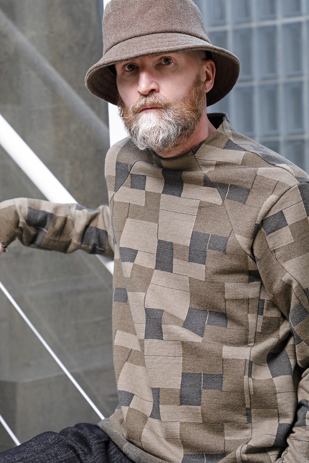 Long sleeve Jacquard sweatshirt Regular fit Mixed Black