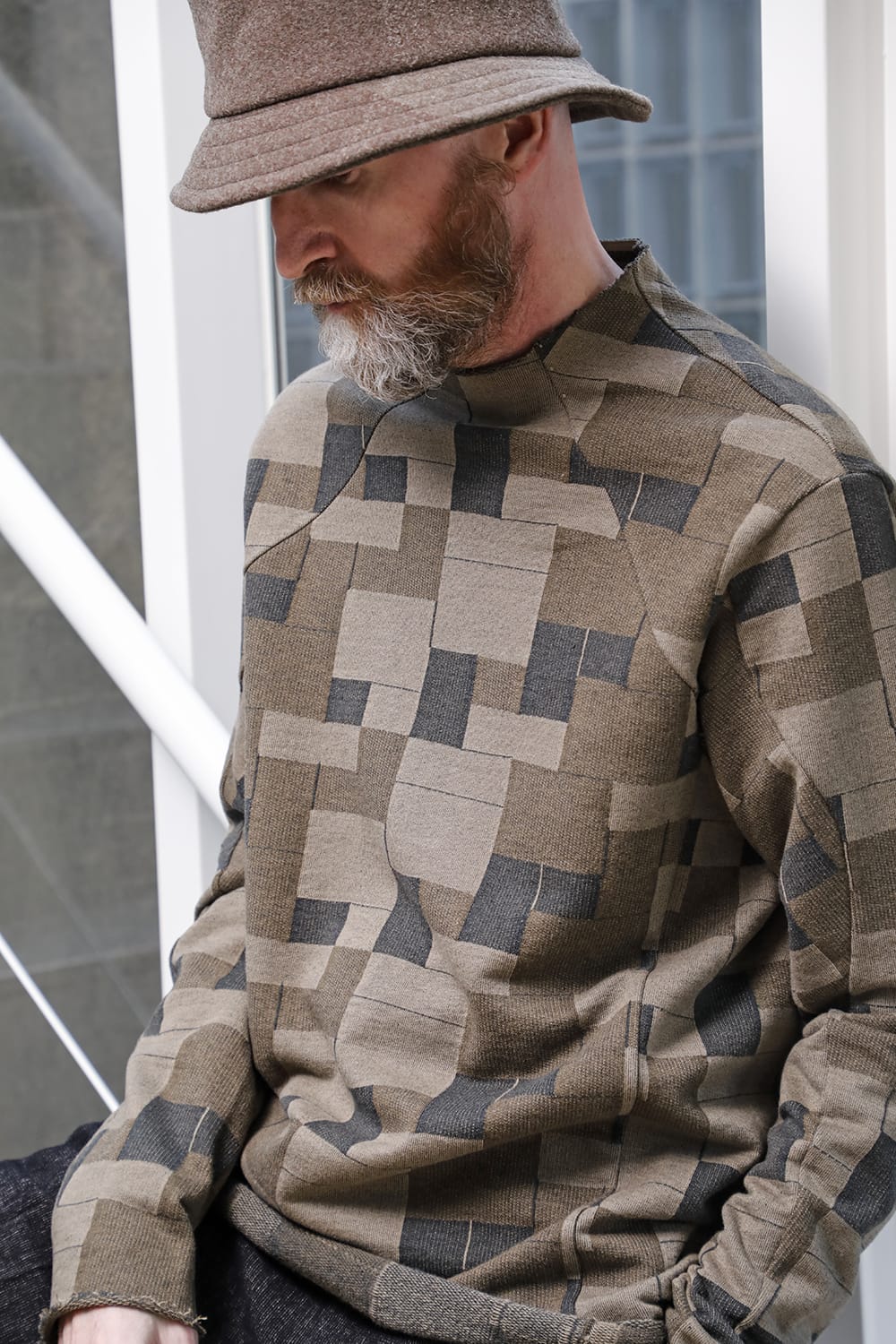 Long sleeve Jacquard sweatshirt Regular fit Mixed Black