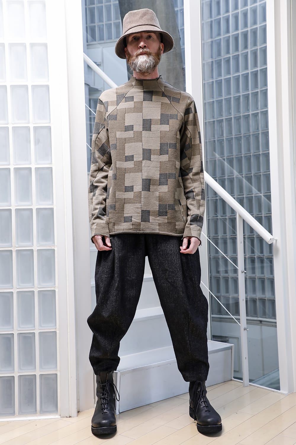 Long sleeve Jacquard sweatshirt Regular fit Mixed Black