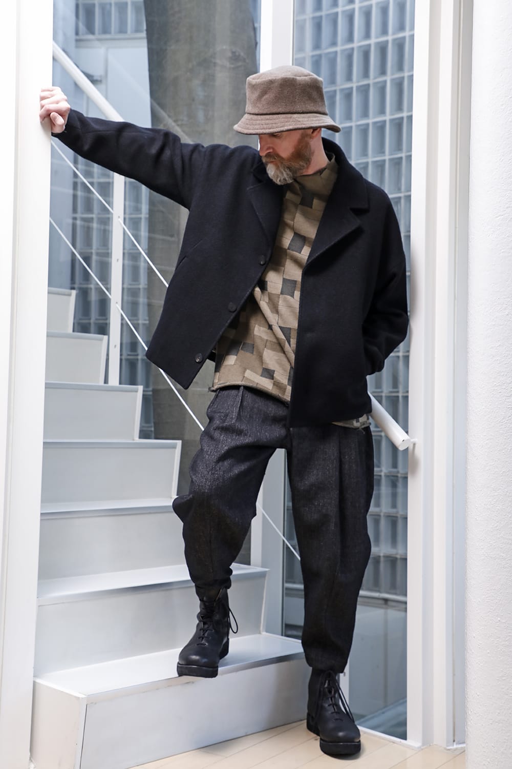 Long sleeve Jacquard sweatshirt Regular fit Mixed Black