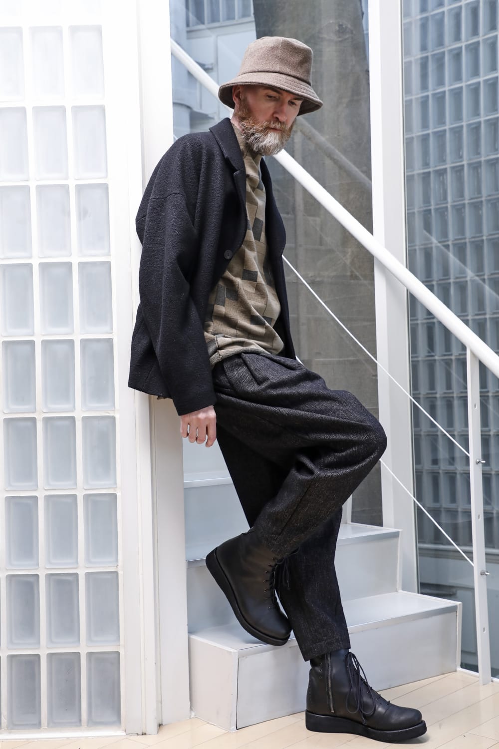 Long sleeve Jacquard sweatshirt Regular fit Mixed Black