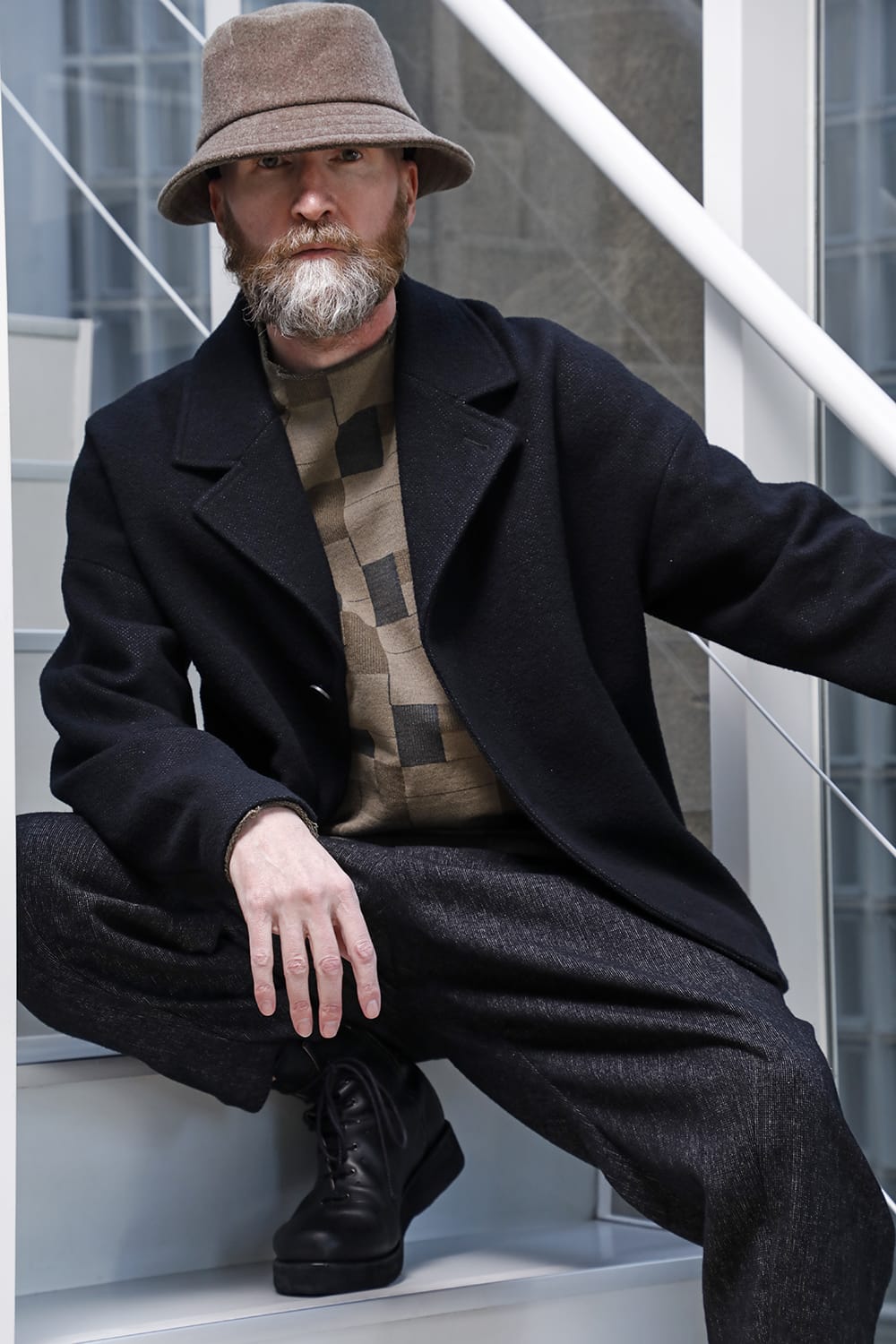 Long sleeve Jacquard sweatshirt Regular fit Mixed Black