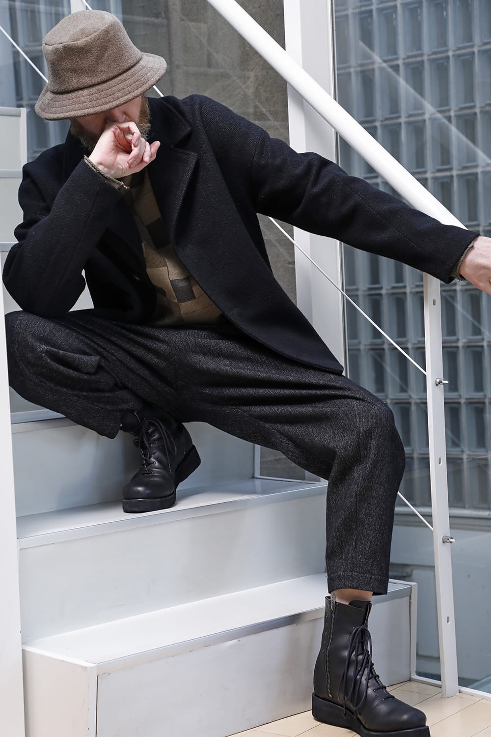 Long sleeve Jacquard sweatshirt Regular fit Mixed Black