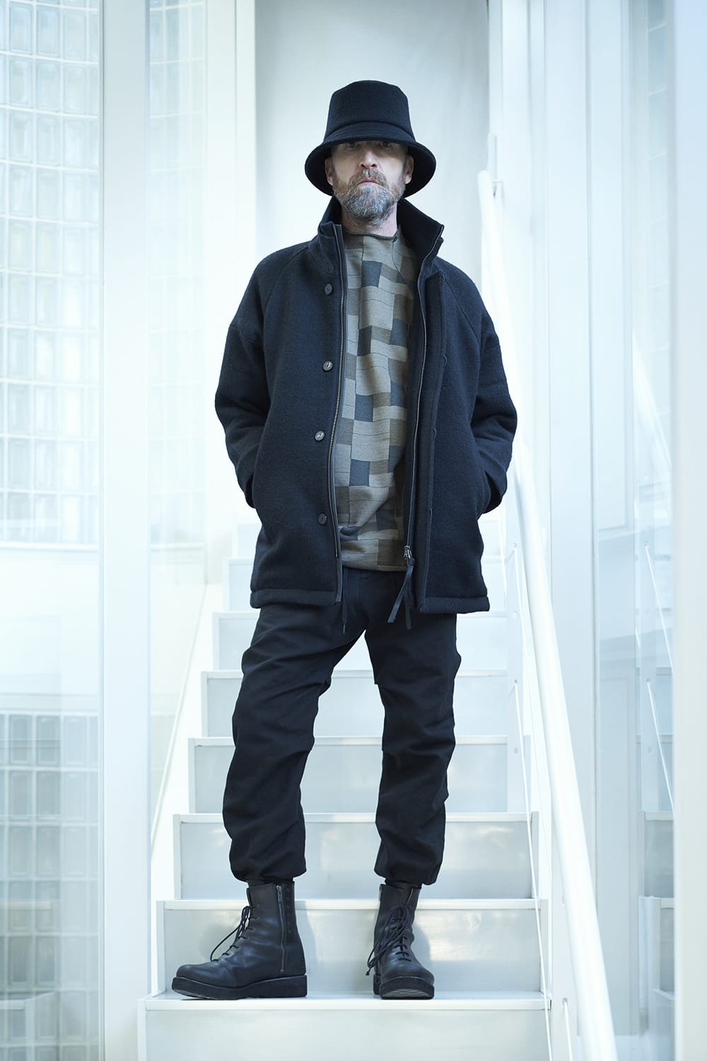 Long sleeve Jacquard sweatshirt Regular fit Mixed Black