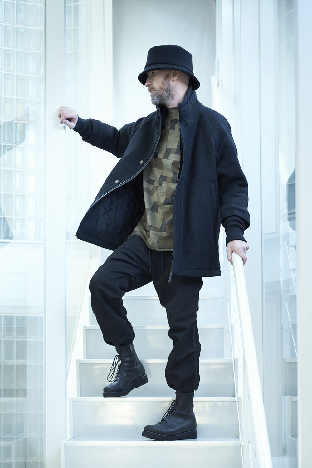 Long sleeve Jacquard sweatshirt Regular fit Mixed Black