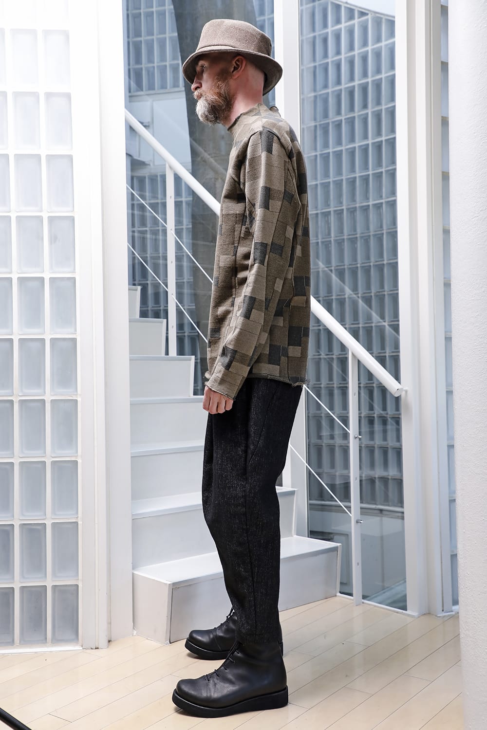 Long sleeve Jacquard sweatshirt Regular fit Mixed Black