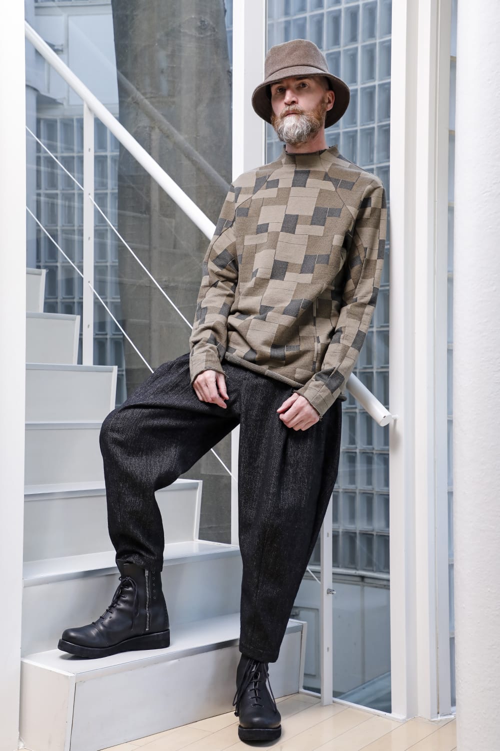 Long sleeve Jacquard sweatshirt Regular fit Mixed Black