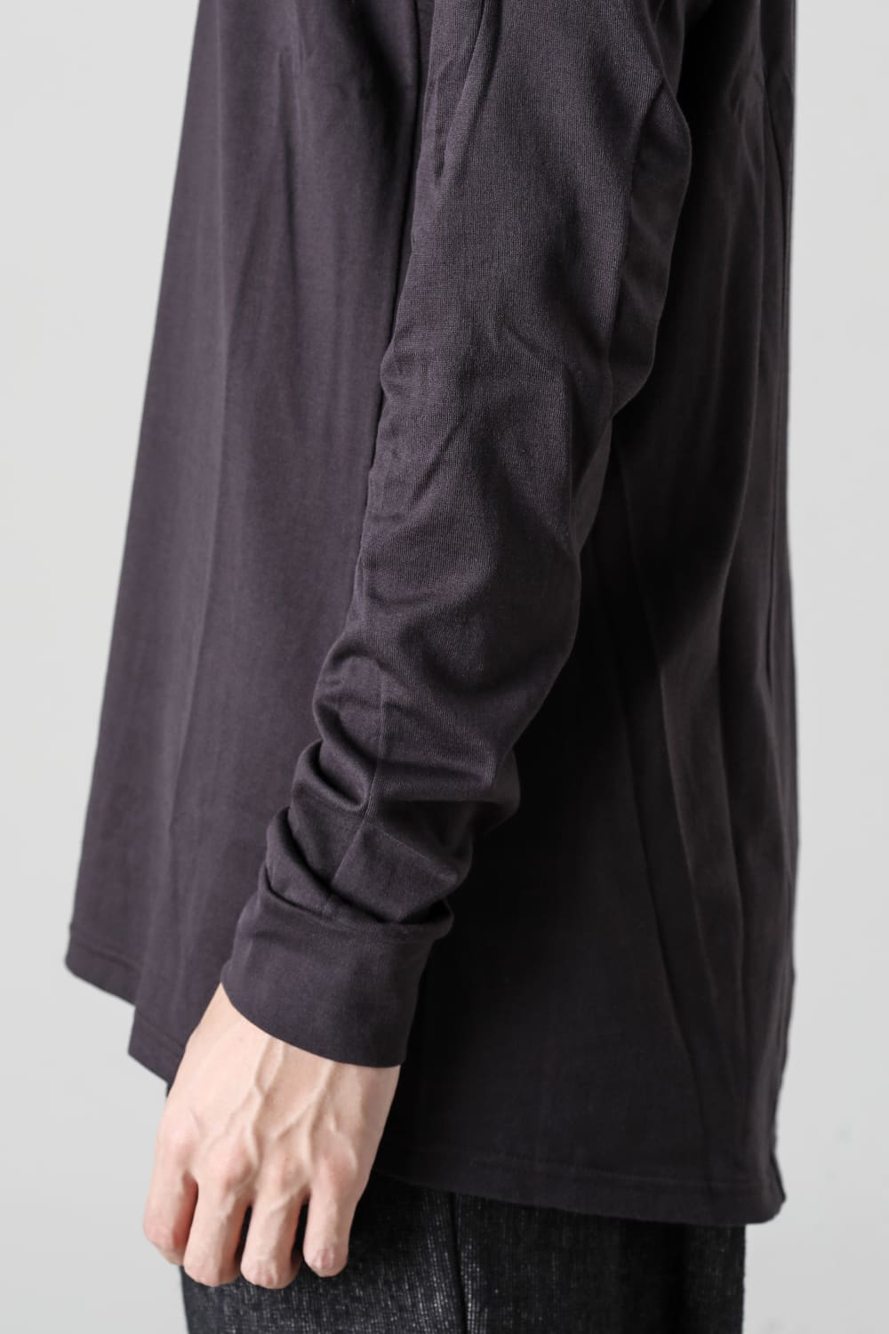 FASCINATE Limited Superior Pima Cotton Jersey High Neck Long Sleeve T-shirt Dark Chocolate