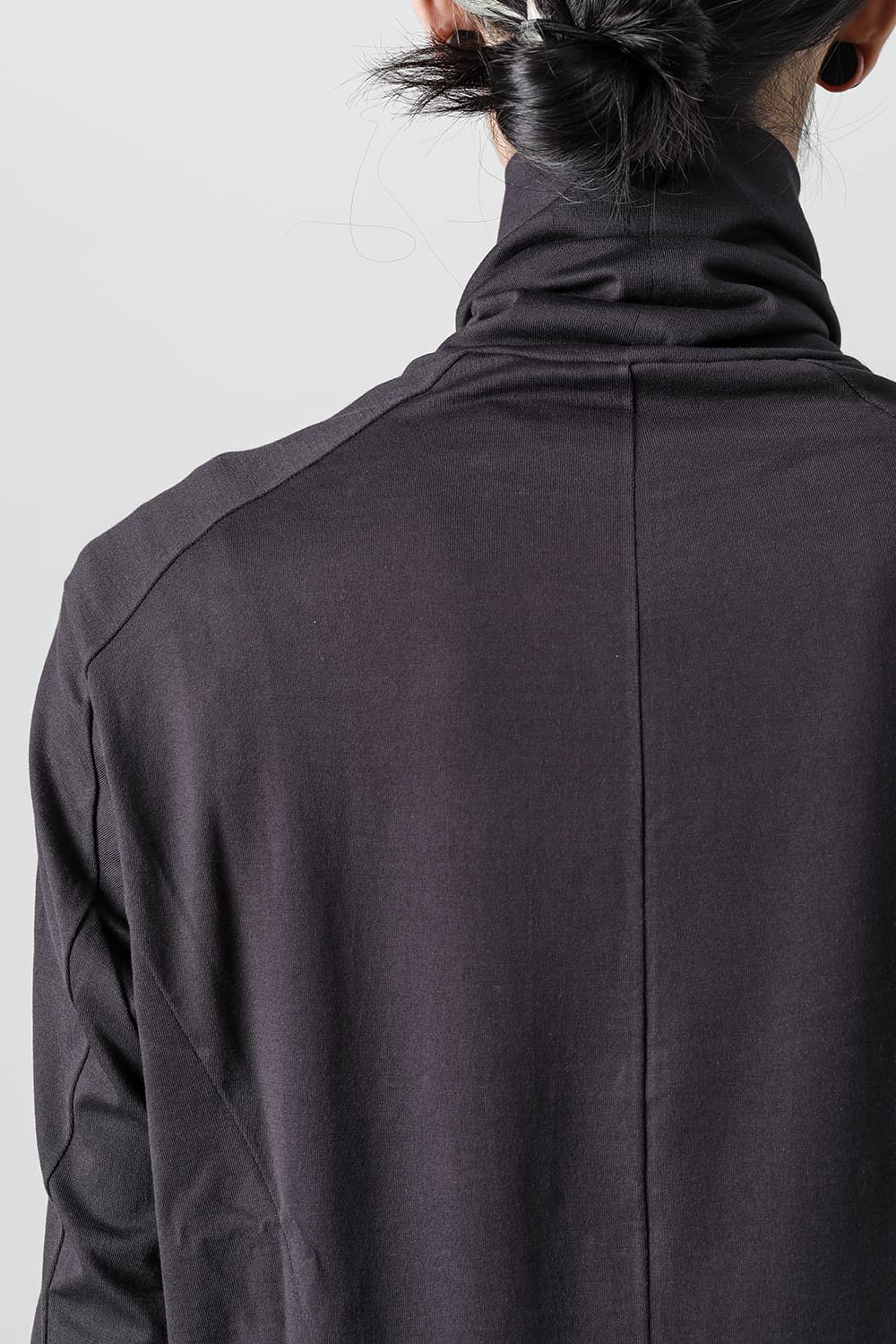 FASCINATE Limited Superior Pima Cotton Jersey High Neck Long Sleeve T-shirt Dark Chocolate