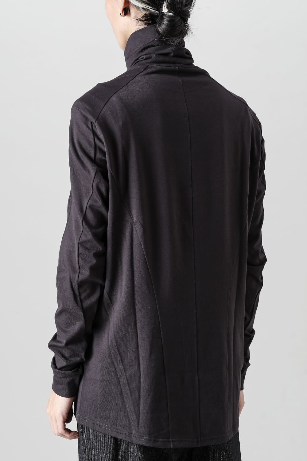 FASCINATE Limited Superior Pima Cotton Jersey High Neck Long Sleeve T-shirt Dark Chocolate