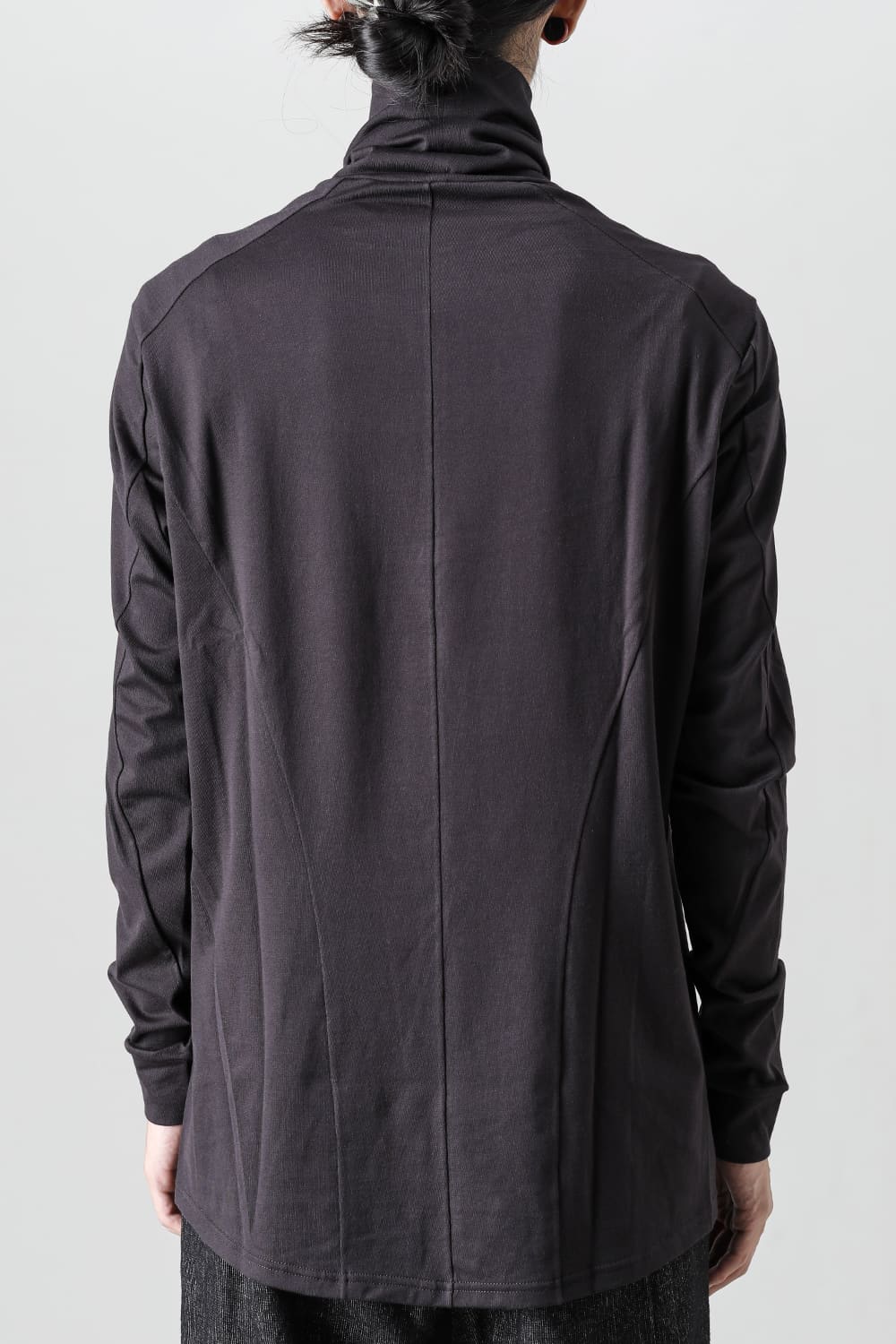 FASCINATE Limited Superior Pima Cotton Jersey High Neck Long Sleeve T-shirt Dark Chocolate