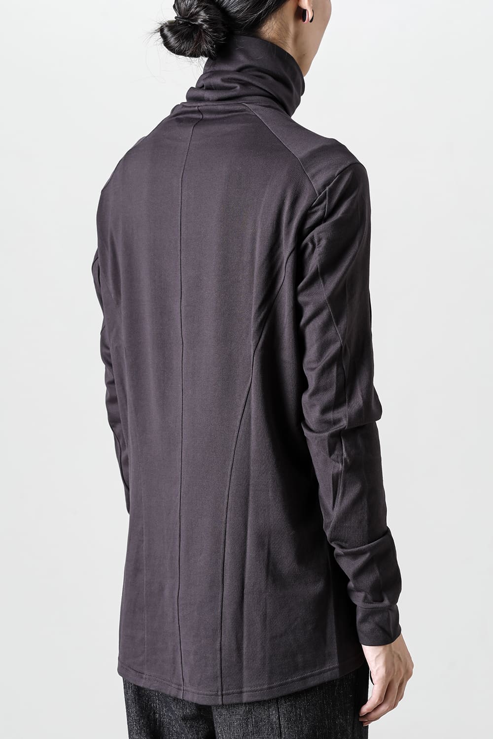 FASCINATE Limited Superior Pima Cotton Jersey High Neck Long Sleeve T-shirt Dark Chocolate