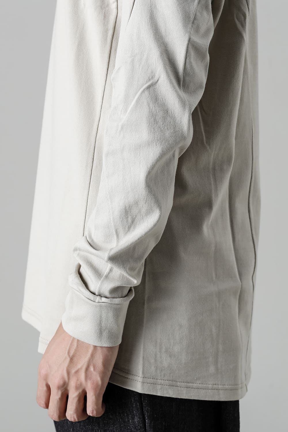 FASCINATE Limited Superior Pima Cotton Jersey High Neck Long Sleeve T-shirt Pale Gray