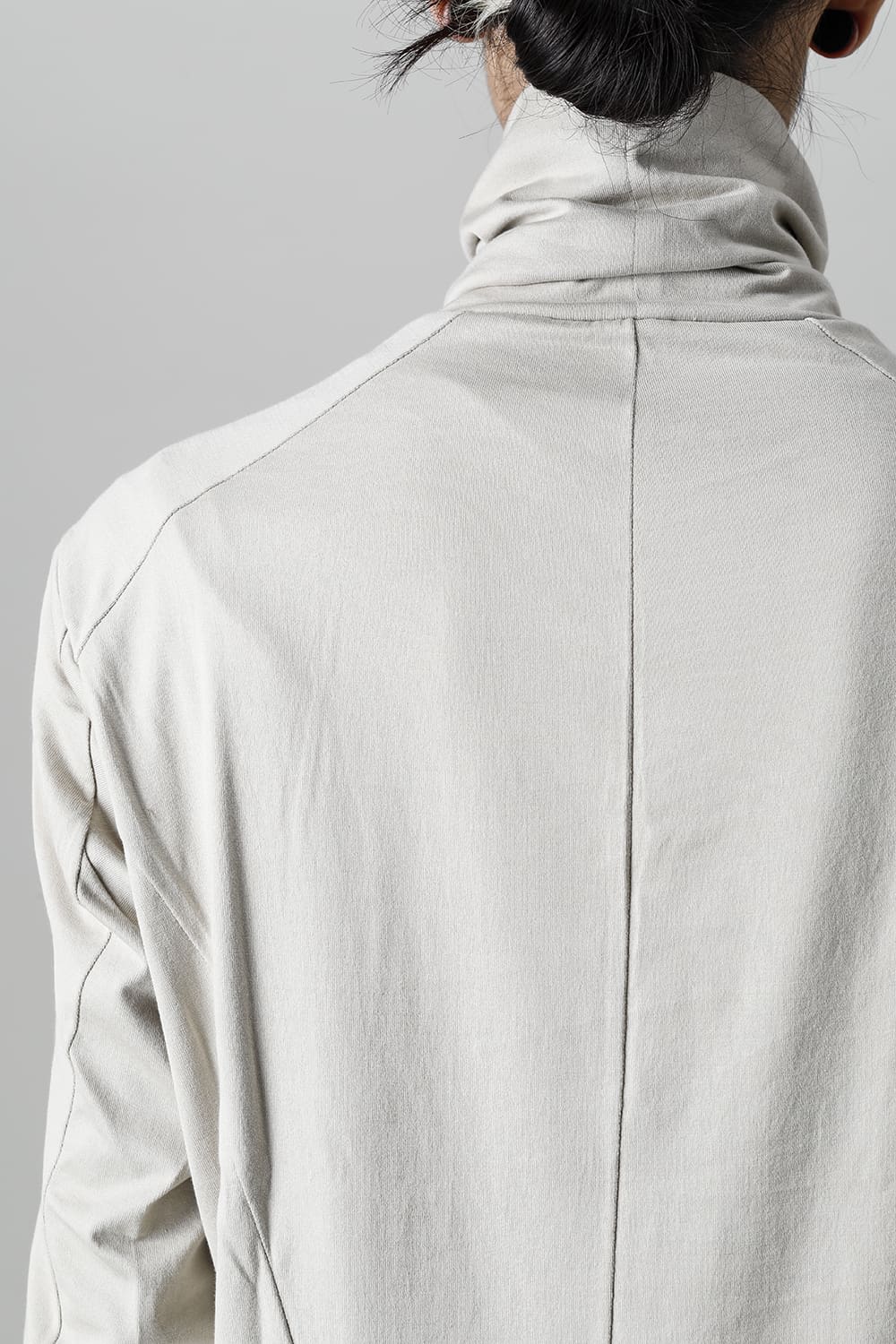 FASCINATE Limited Superior Pima Cotton Jersey High Neck Long Sleeve T-shirt Pale Gray