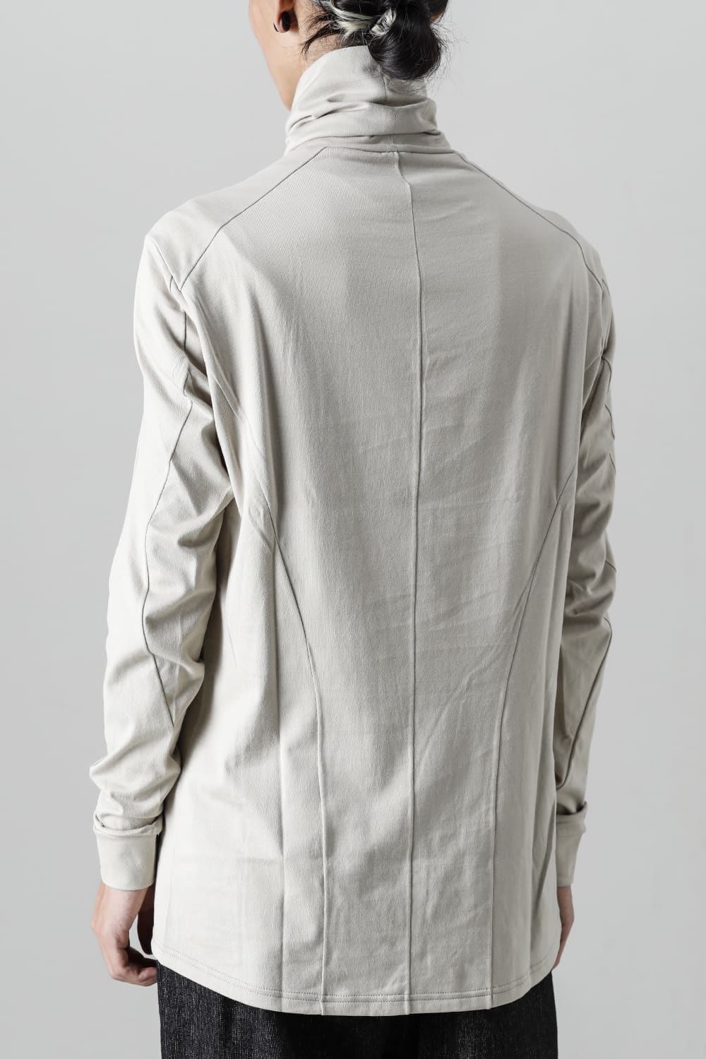 FASCINATE Limited Superior Pima Cotton Jersey High Neck Long Sleeve T-shirt Pale Gray