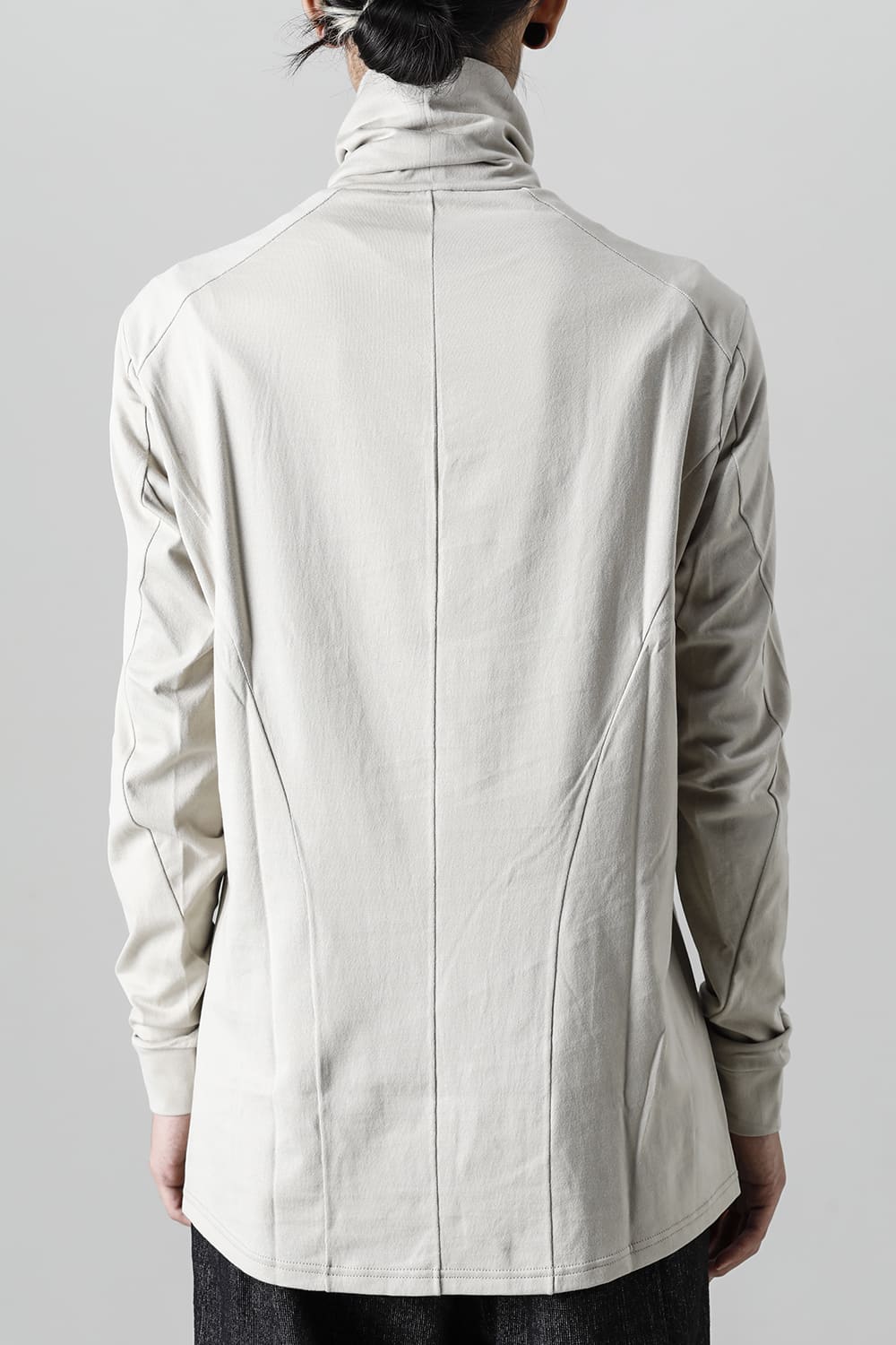 FASCINATE Limited Superior Pima Cotton Jersey High Neck Long Sleeve T-shirt Pale Gray