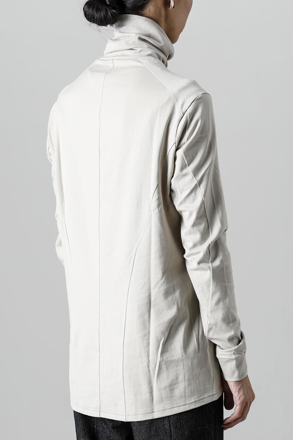 FASCINATE Limited Superior Pima Cotton Jersey High Neck Long Sleeve T-shirt Pale Gray