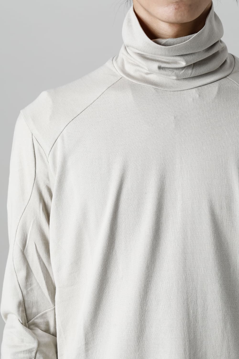 FASCINATE Limited Superior Pima Cotton Jersey High Neck Long Sleeve T-shirt Pale Gray