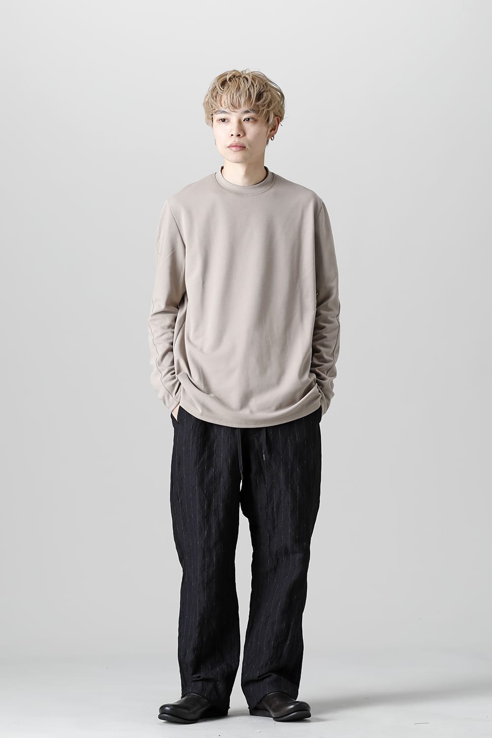 ロングスリーブ ルーズフィット ソフトジャージー  ベージュ