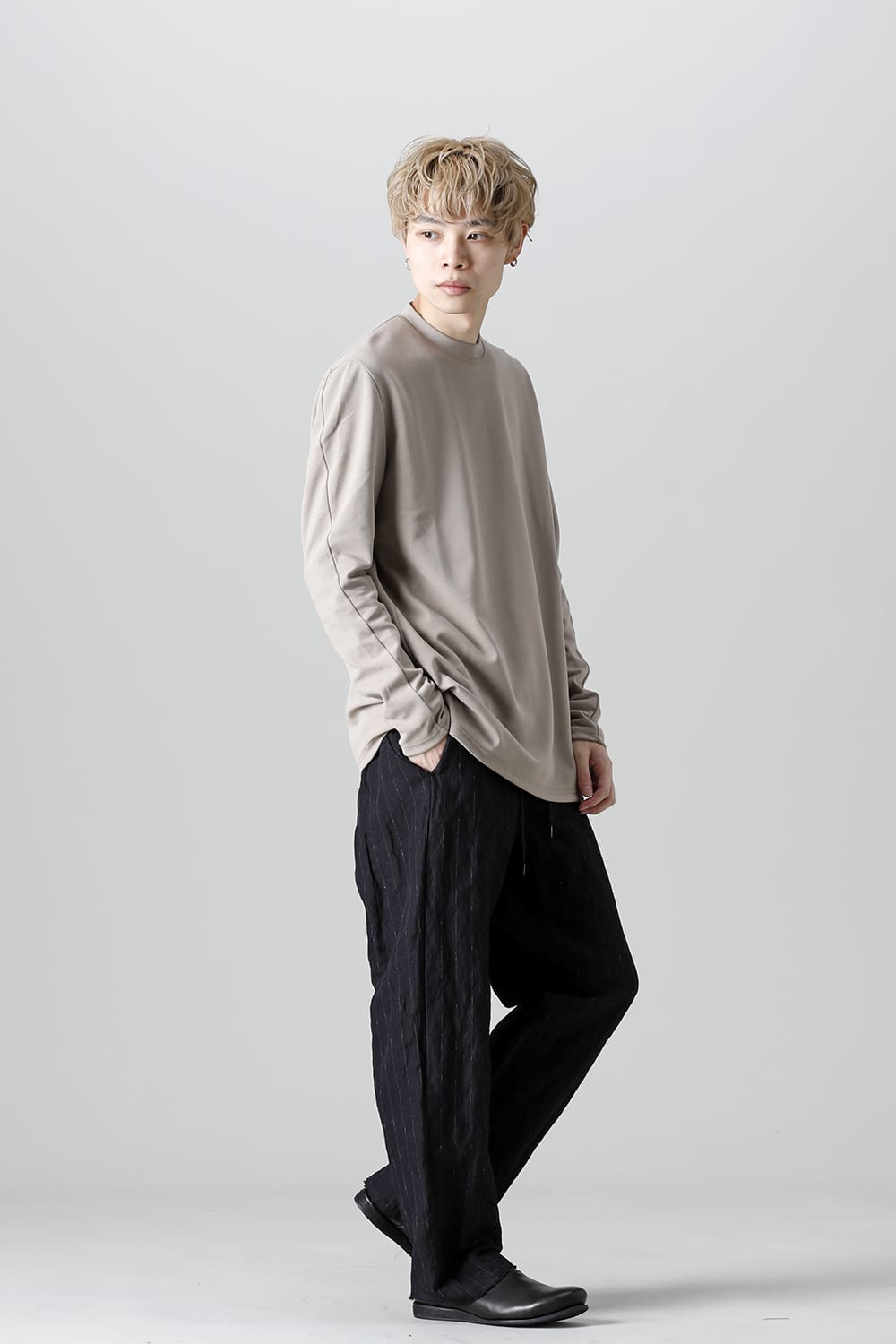 ロングスリーブ ルーズフィット ソフトジャージー  ベージュ