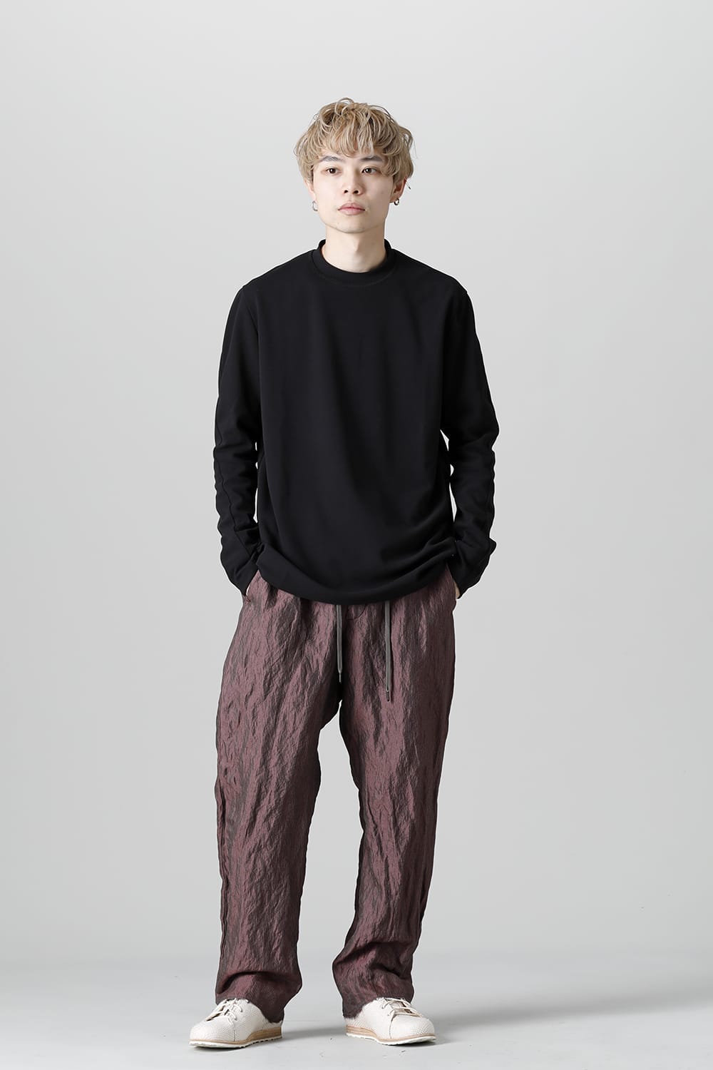 ロングスリーブ ルーズフィット ソフトジャージー  ブラック