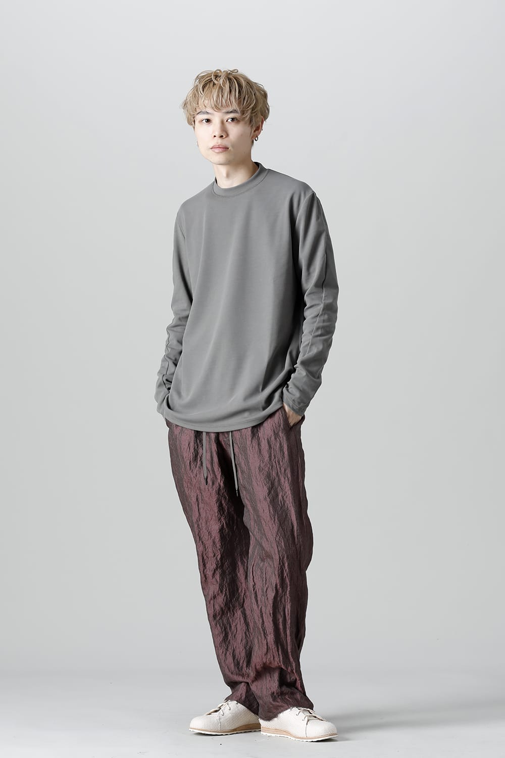 ロングスリーブ ルーズフィット ソフトジャージー  スレートグレー