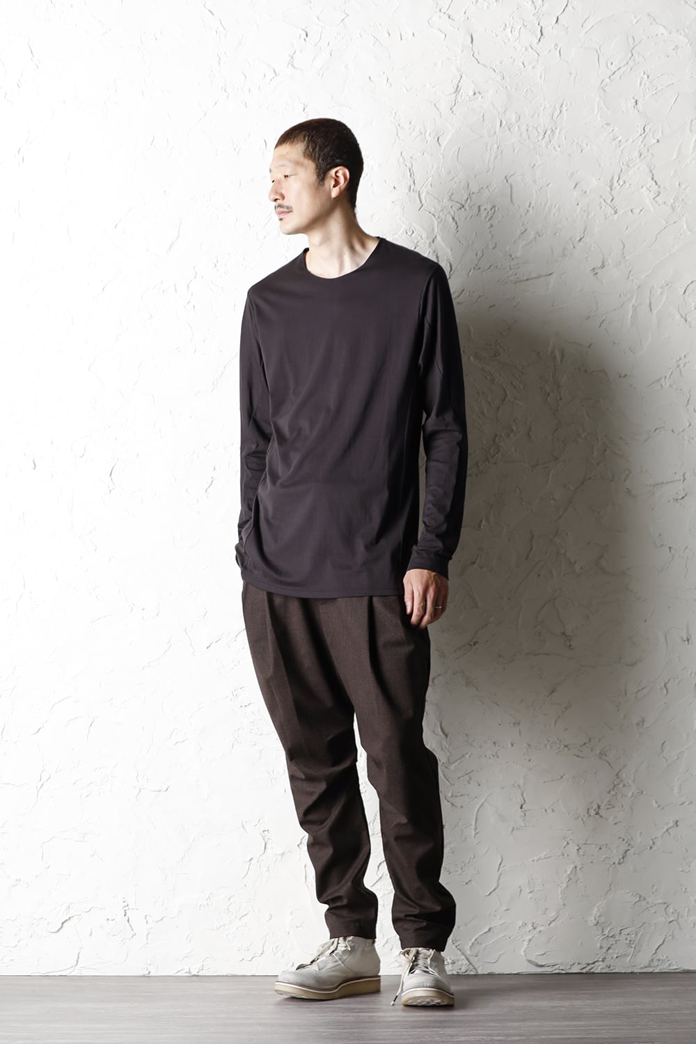Long sleave indian cotton jersey ( SUVIN )  Charcoal