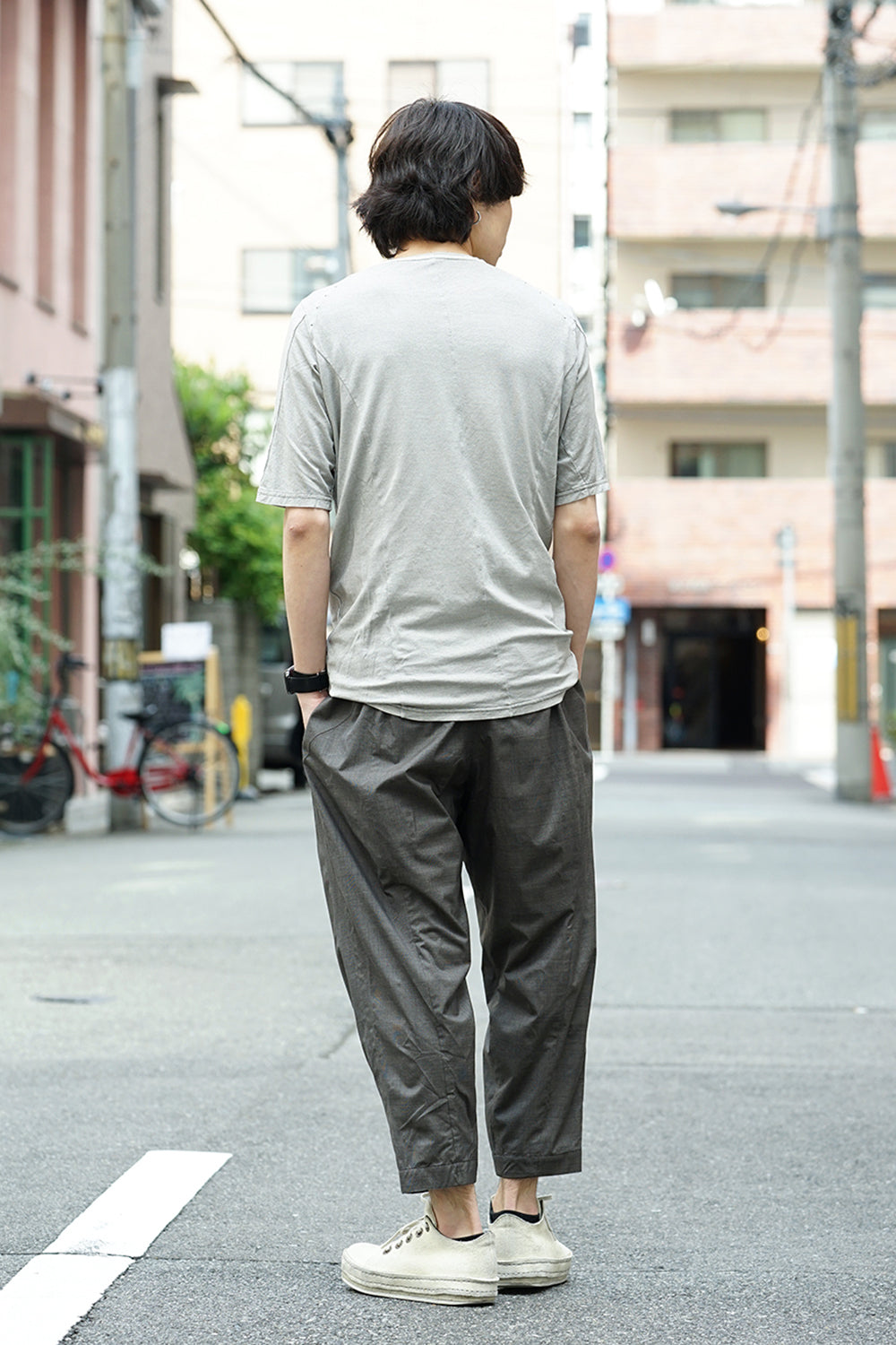 Short sleeve Japanese paper jersey Products dyed - White Gray