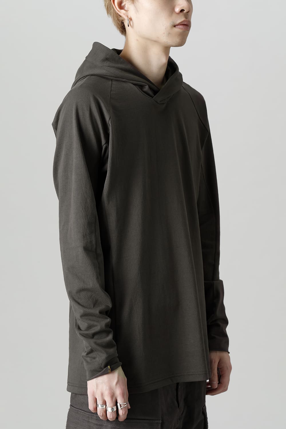 Pullover hoodie Cotton jersey Warm Gray